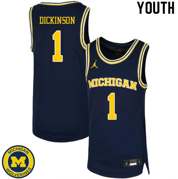 Youth Michigan Wolverines #1 Hunter Dickinson Navy NCAA Basketball Jersey